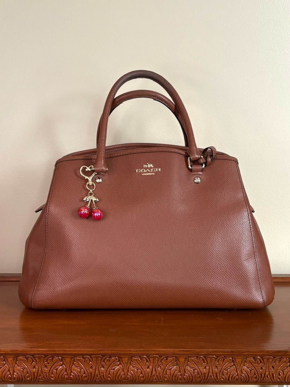 Coach Margot Carryall bag in saddle brown, crossgrain leather